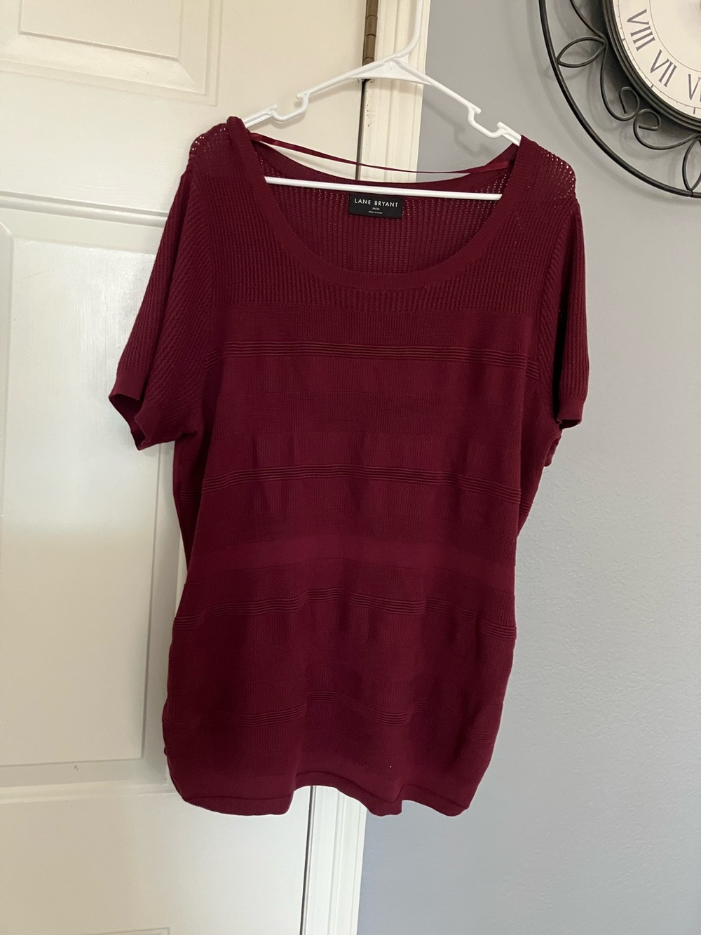Lane Bryant Wine Short Sleeve Knit Top